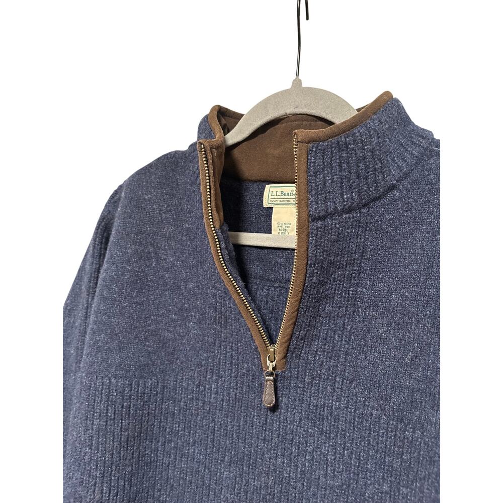 L.L.Bean Men's Navy Merino Wool Half Zip Sweater M - Picture 4 of 8